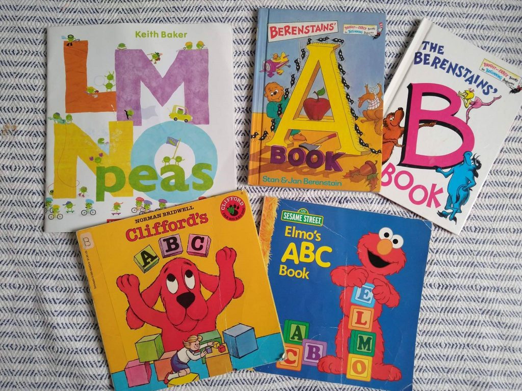 ABC in English LMNO peas Berenstains; A Book Clifford's ABC Elmo's ABC Book